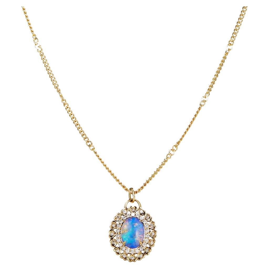 Ecstasy Heart Necklace with Opal and Diamonds For Sale