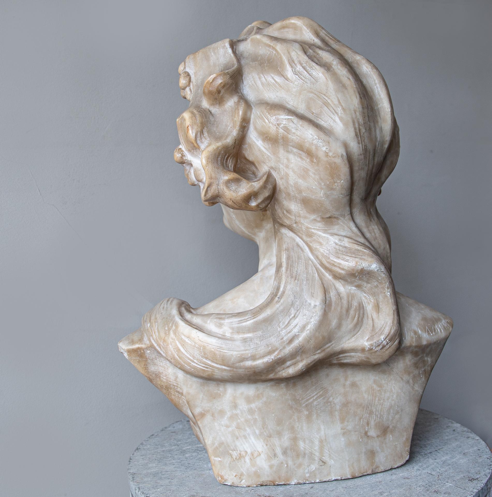 An Ecstatic Bacchanalian figure in alabaster by Jef Lambeaux, early 20th century 3