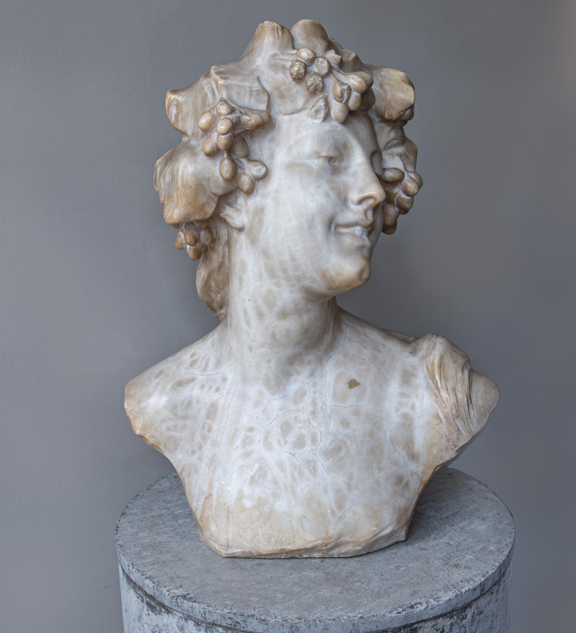 Neoclassical An Ecstatic Bacchanalian figure in alabaster by Jef Lambeaux, early 20th century