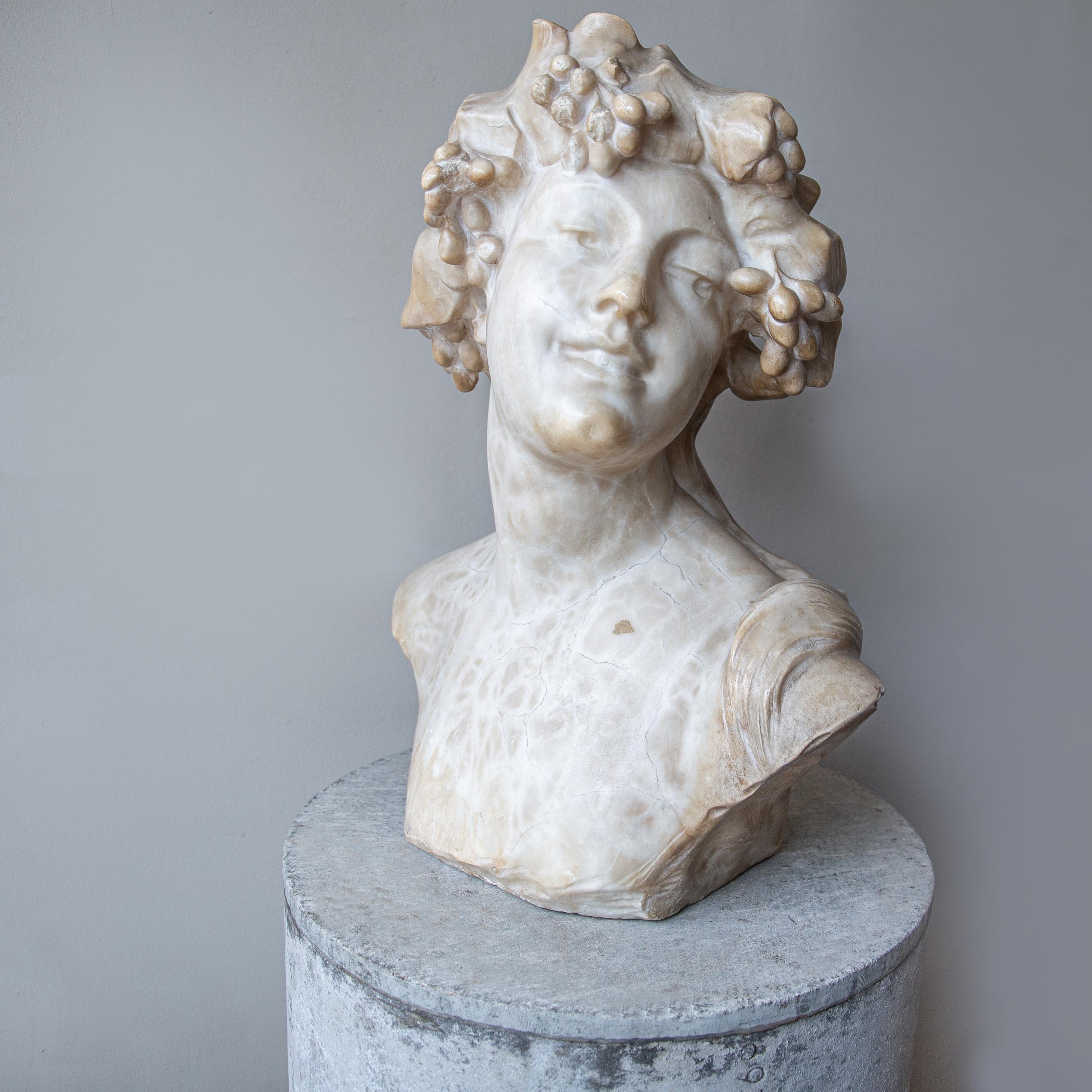 Belgian An Ecstatic Bacchanalian figure in alabaster by Jef Lambeaux, early 20th century