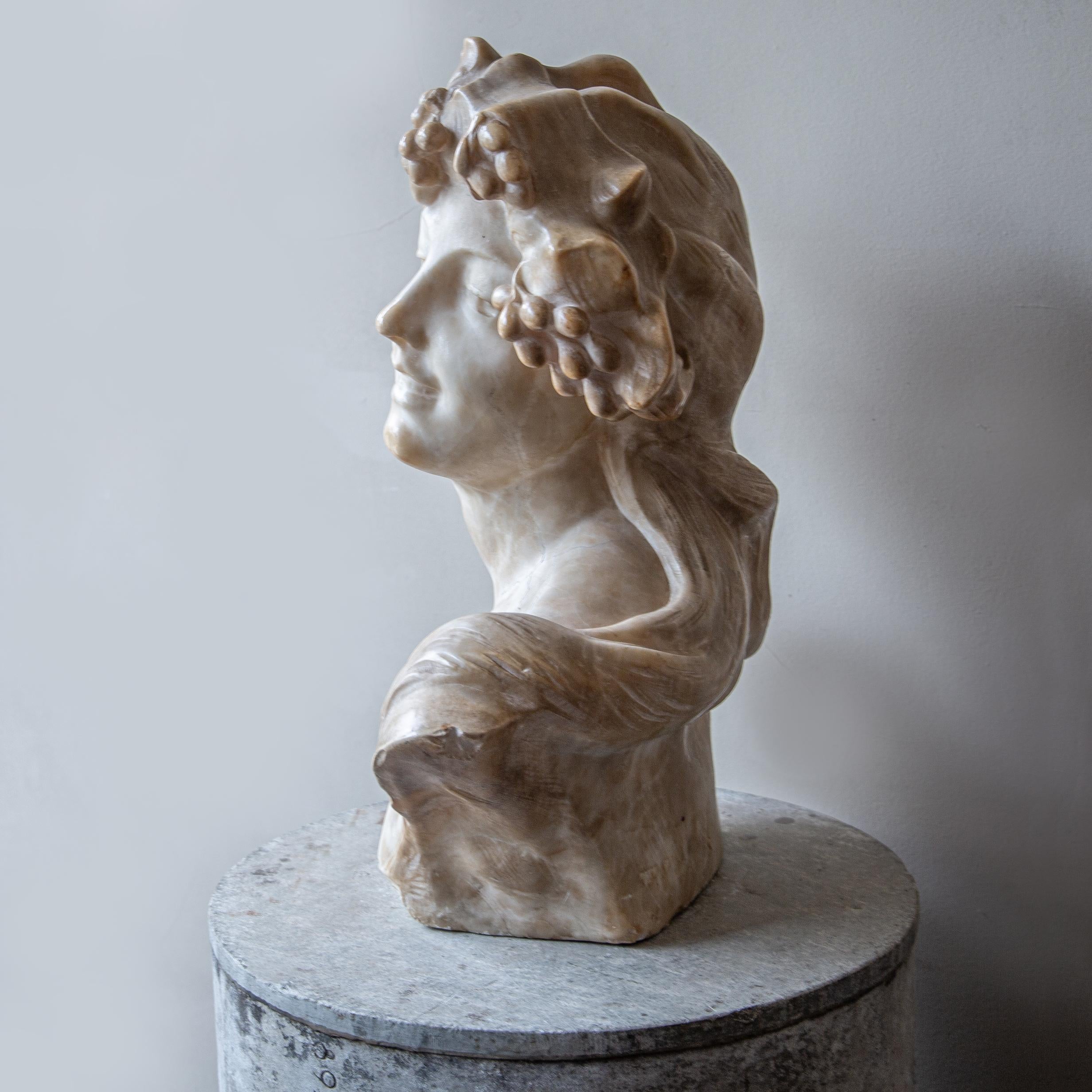 Alabaster An Ecstatic Bacchanalian figure in alabaster by Jef Lambeaux, early 20th century