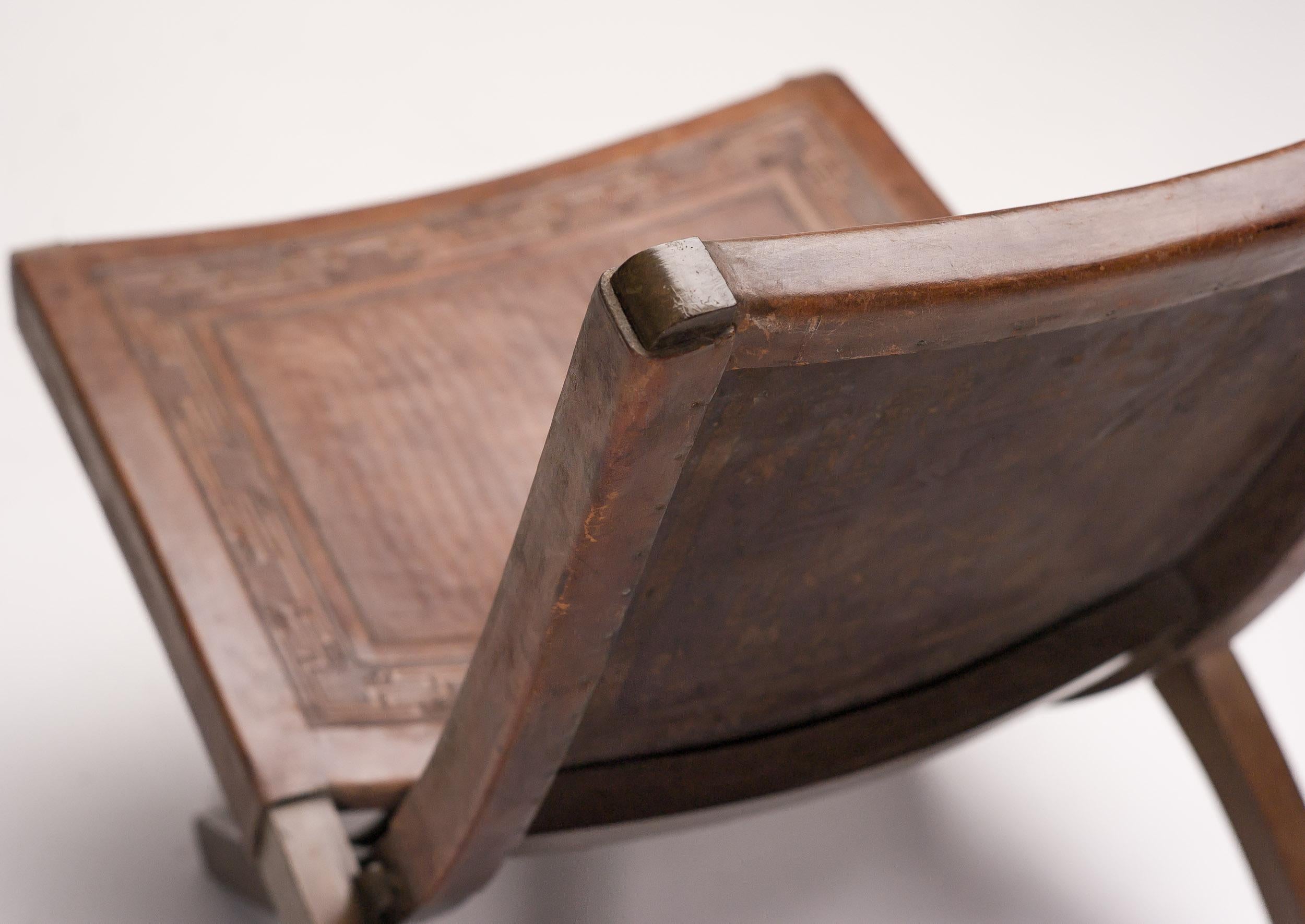 Leather Ecuadorian Folding Chair by Angel Pazmino