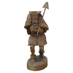 Ecuadorian Folk Art Carved Mahogany Inca Warrior Sculpture Statue 19"
