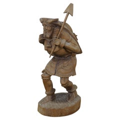 Ecuadorian Folk Art Carved Mahogany Inca Warrior Sculpture Statue 19"