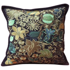 Ecuadorian Green and Black Embroidery Decorative Pillow