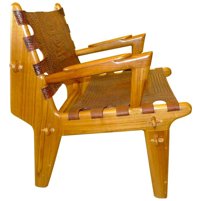 Ecuadorian Tooled Leather Lounge Chair