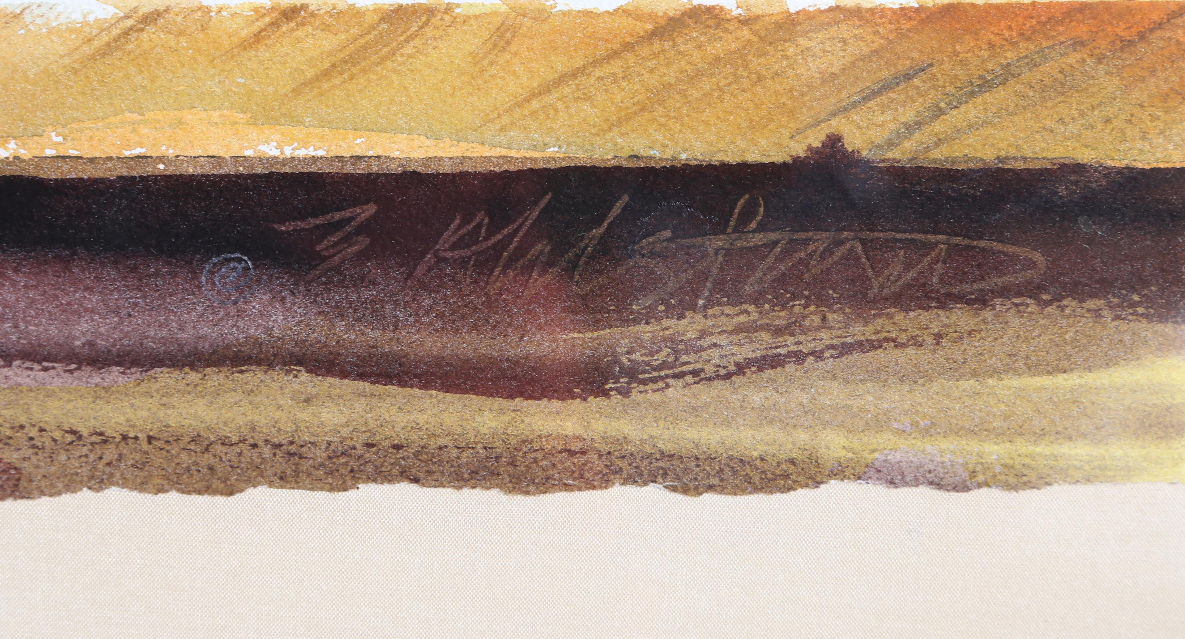 Plátanos, 1983, acuarela impresionista enmarcada de Ed Ahlstrom en venta 1