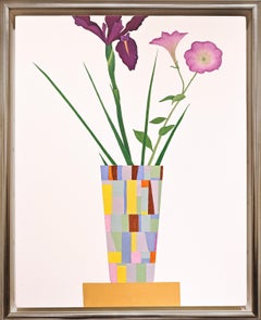 "Composition with Two Purple Flowers" Ed Baynard, Still Life, Japanese Influence