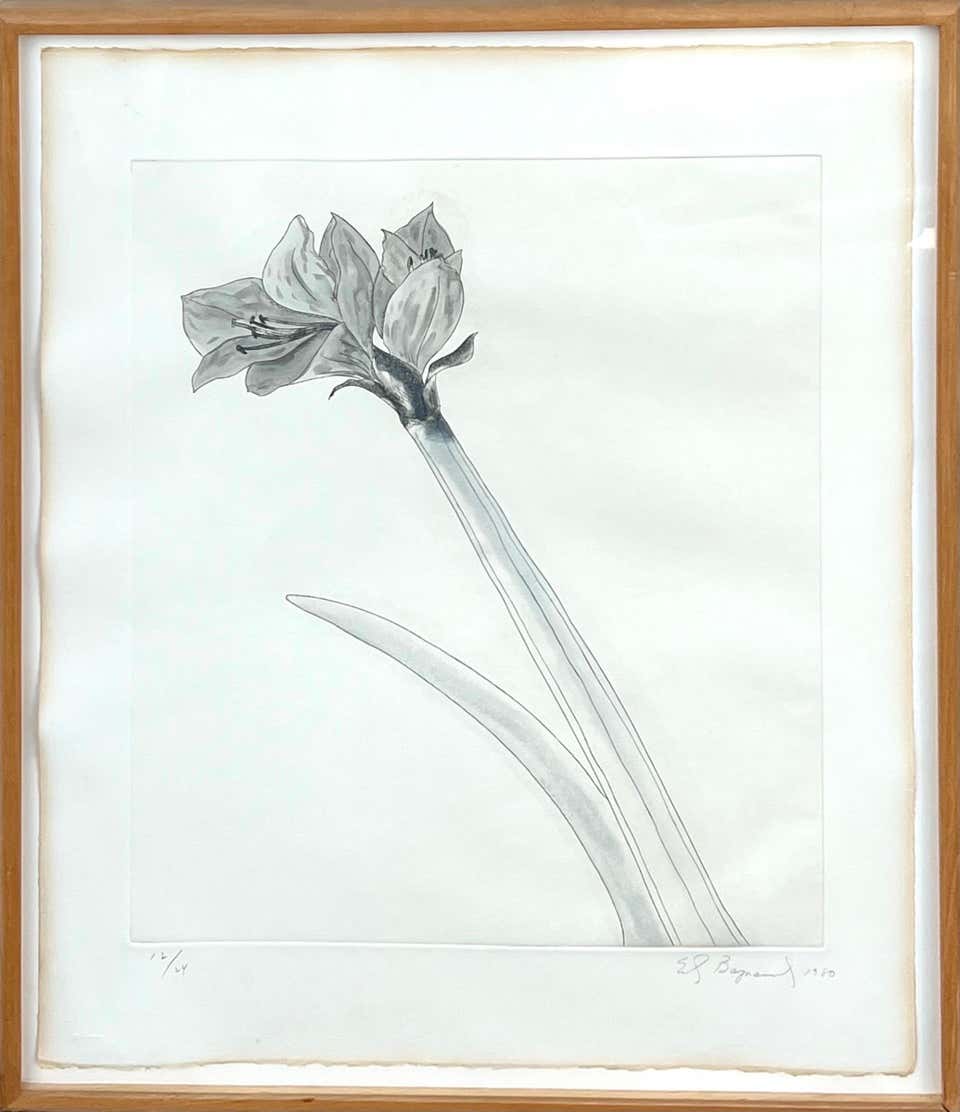Zen Minimalist Flowers Aquatint Etching American Modernist Ed Baynard Pop Art