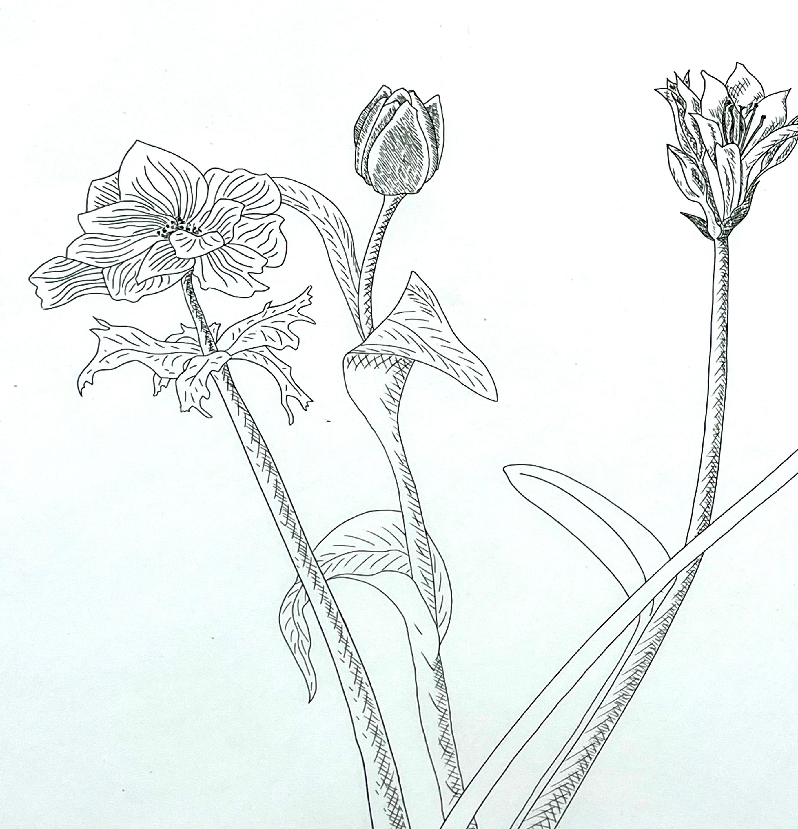 Zen Minimalistische Blumen-Radierung, amerikanische Moderne, Ed Baynard, Pop-Art-Druck im Angebot 1