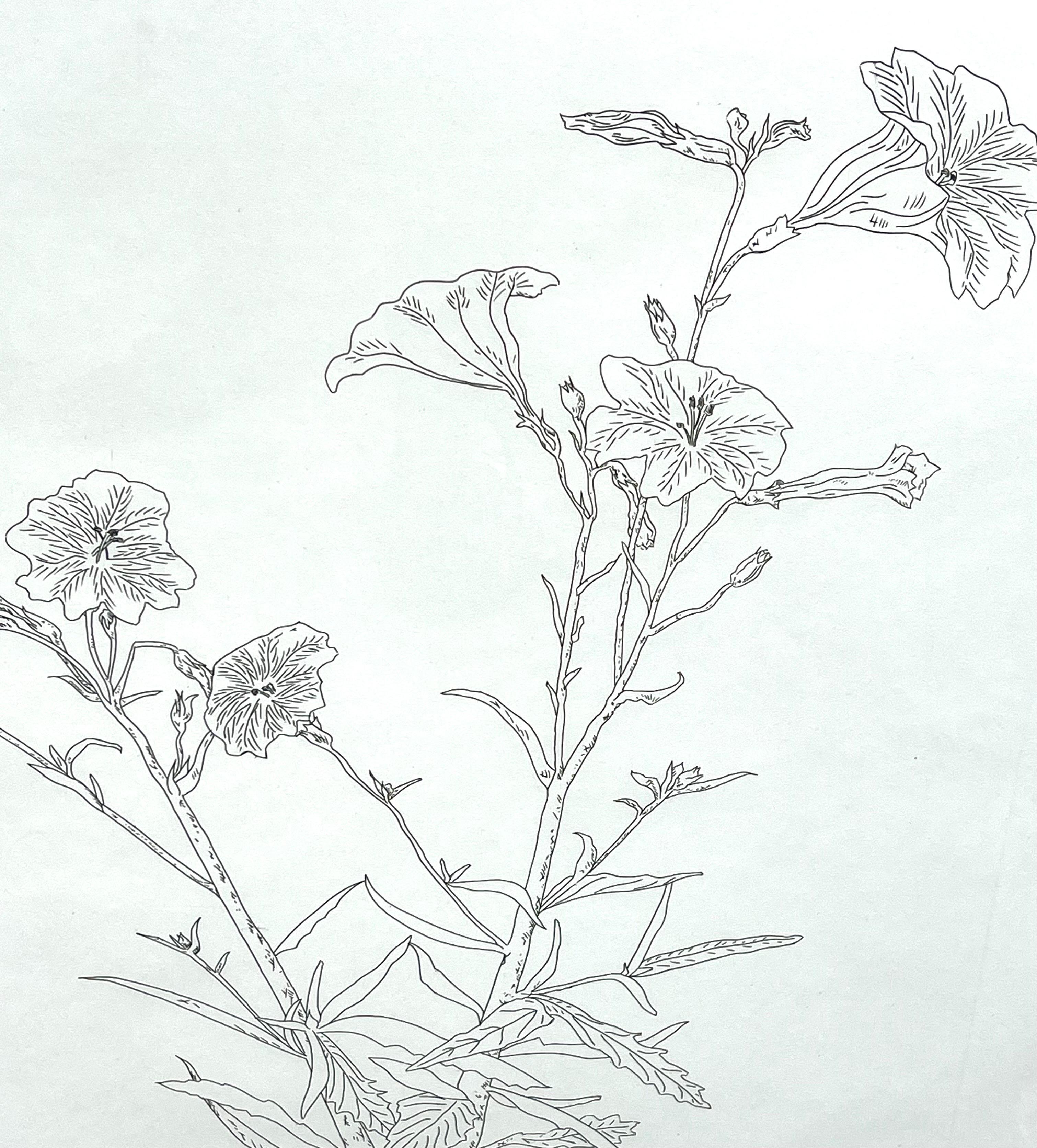 Zen Minimalistische Blumen-Radierung, amerikanische Moderne, Ed Baynard, Pop-Art-Druck im Angebot 1