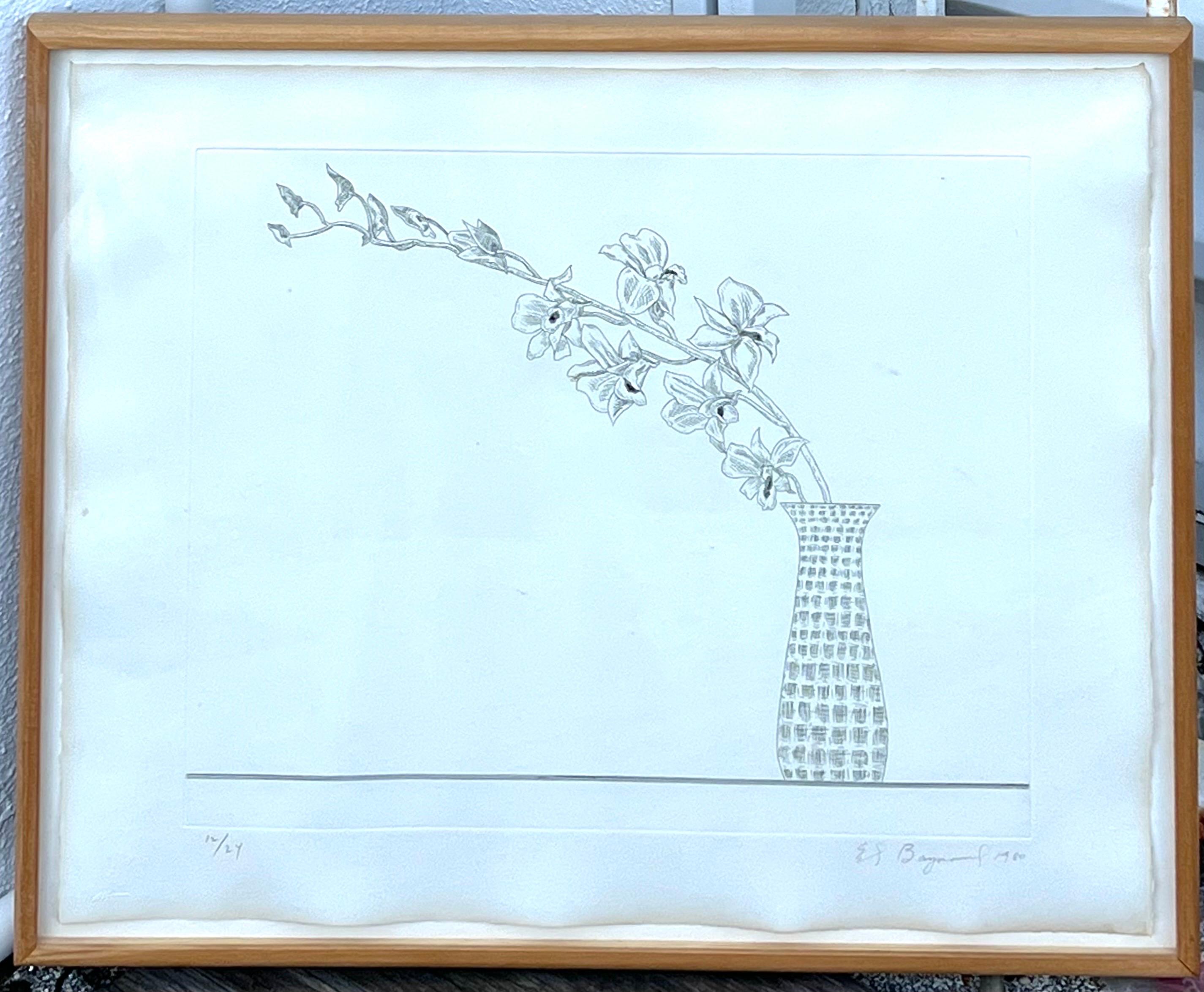 Zen Minimalistische Blumen-Radierung, amerikanische Moderne, Ed Baynard, Pop-Art-Druck im Angebot 4