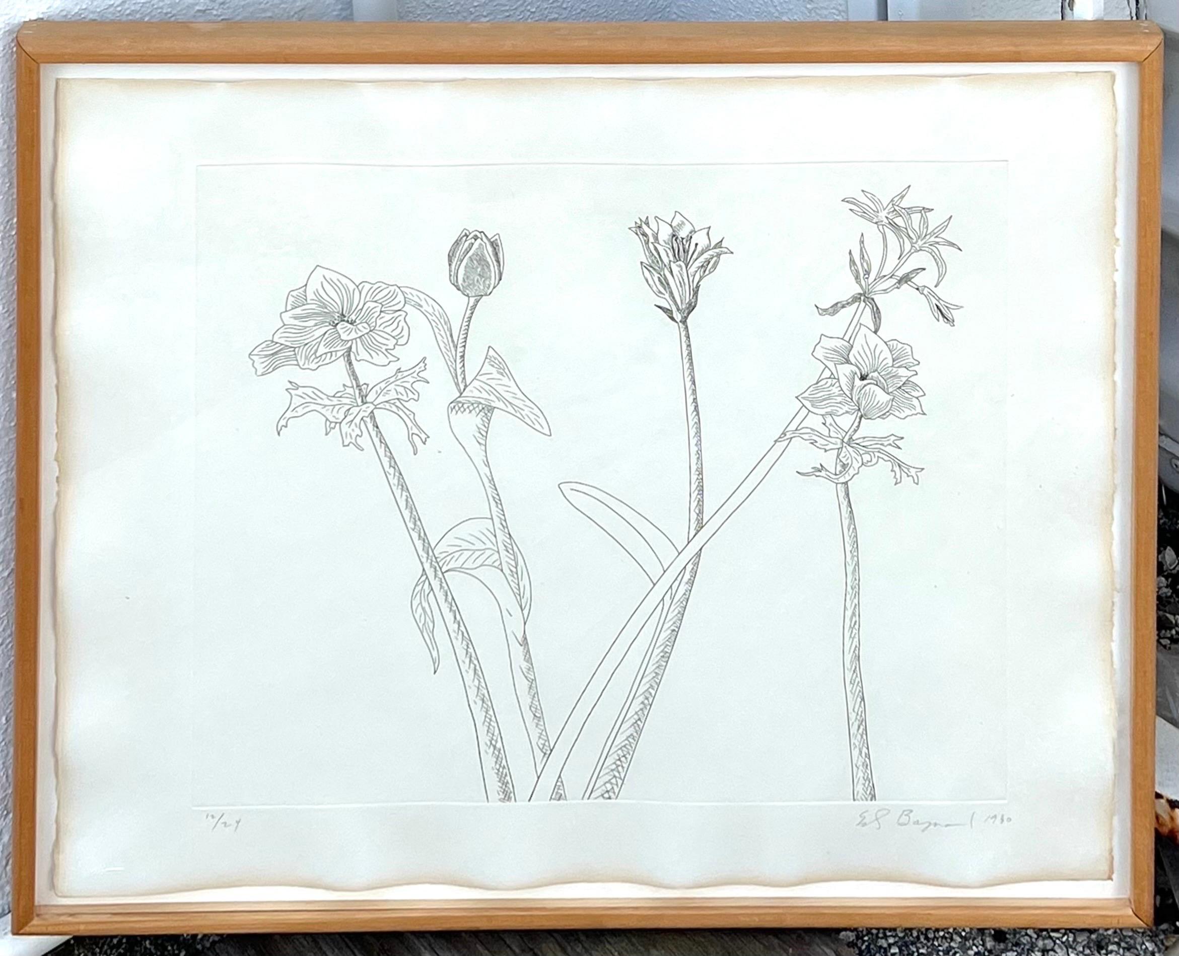 Zen Minimalistische Blumen-Radierung, amerikanische Moderne, Ed Baynard, Pop-Art-Druck im Angebot 5