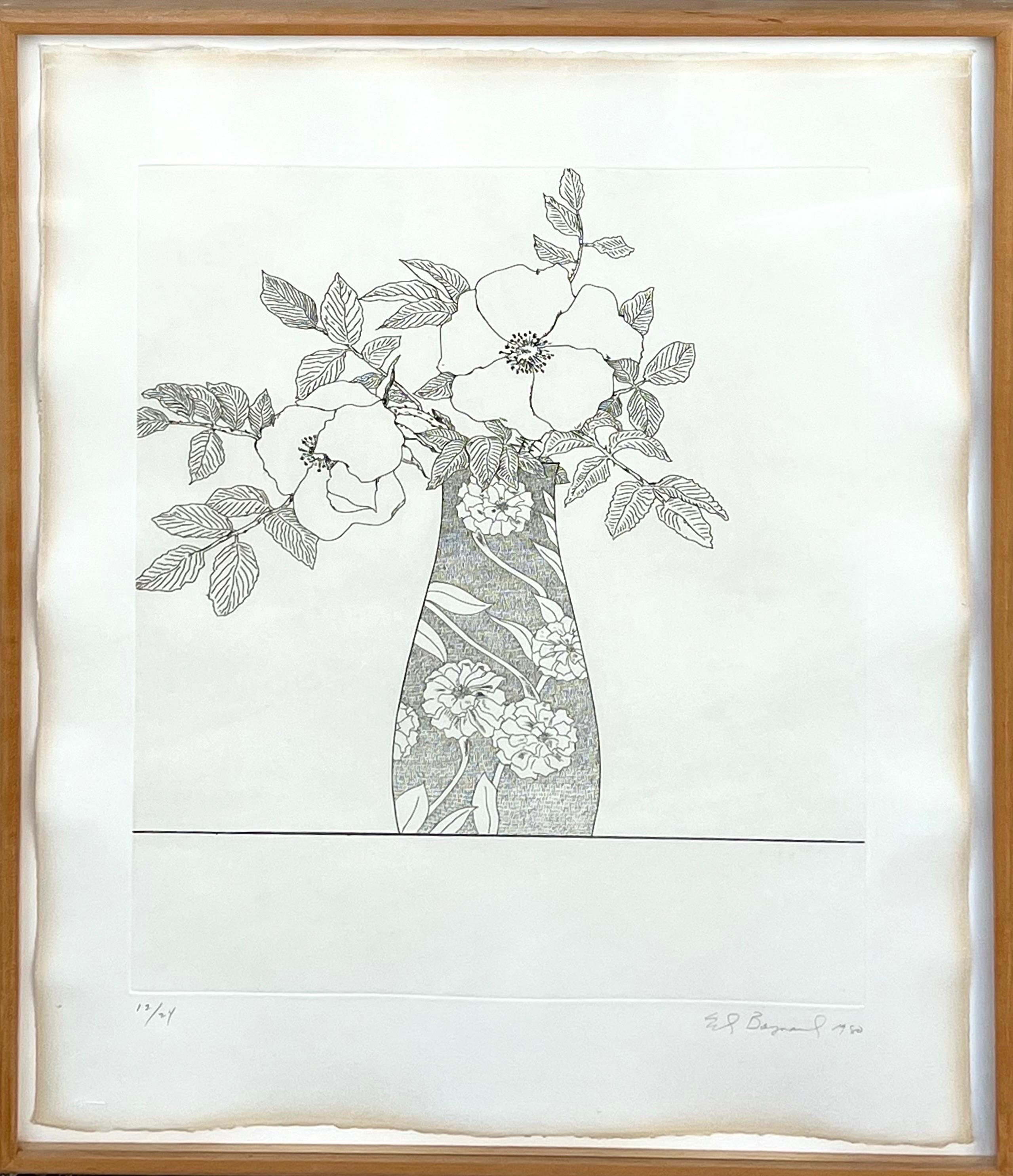 Zen Minimalistische Blumen-Radierung, amerikanische Moderne, Ed Baynard, Pop-Art-Druck