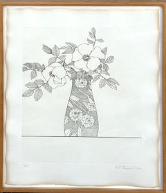 Vintage Zen Minimalist Flowers Etching American Modernist Ed Baynard Pop Art Print