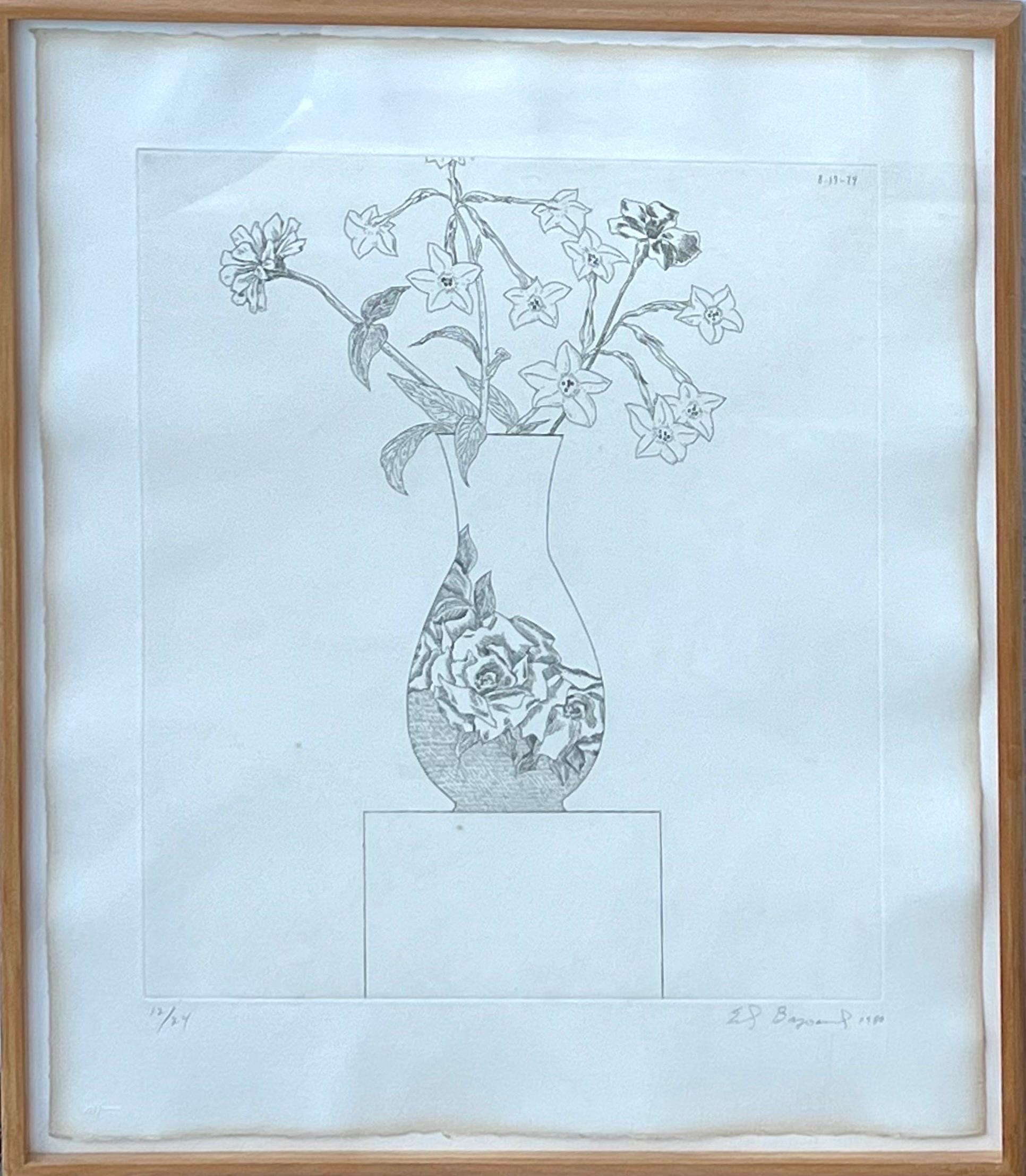 Zen Minimalist Flowers Etching American Modernist Ed Baynard Pop Art Print