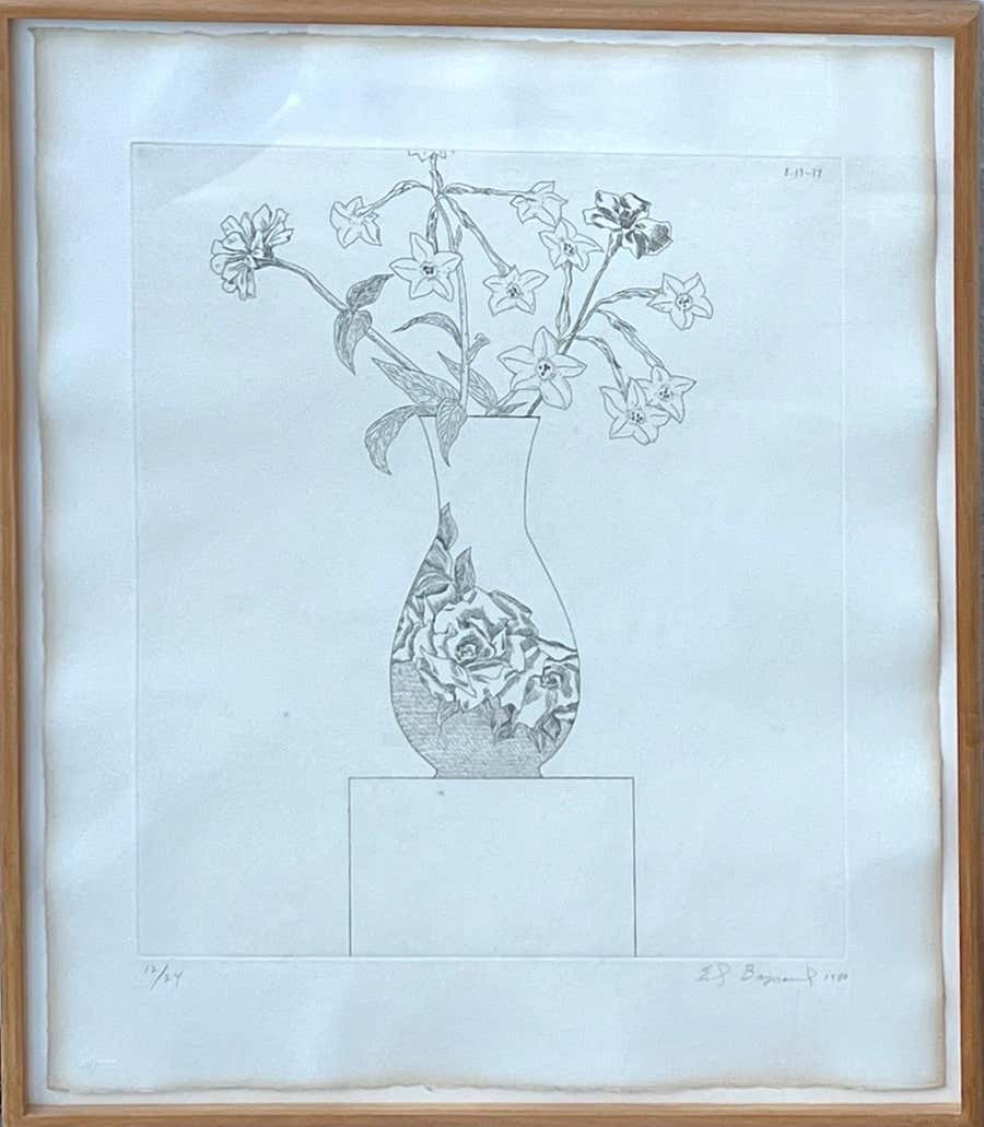 Zen Minimalist Flowers Etching American Modernist Ed Baynard Pop Art Print