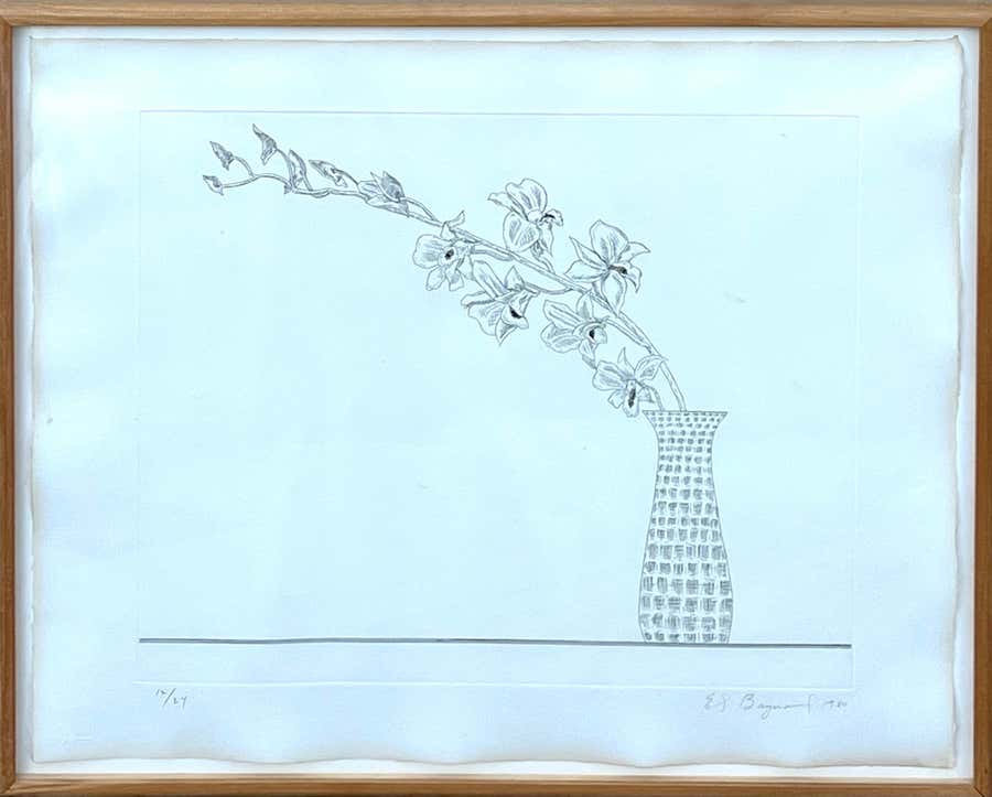 Zen Minimalist Flowers Etching American Modernist Ed Baynard Pop Art Print