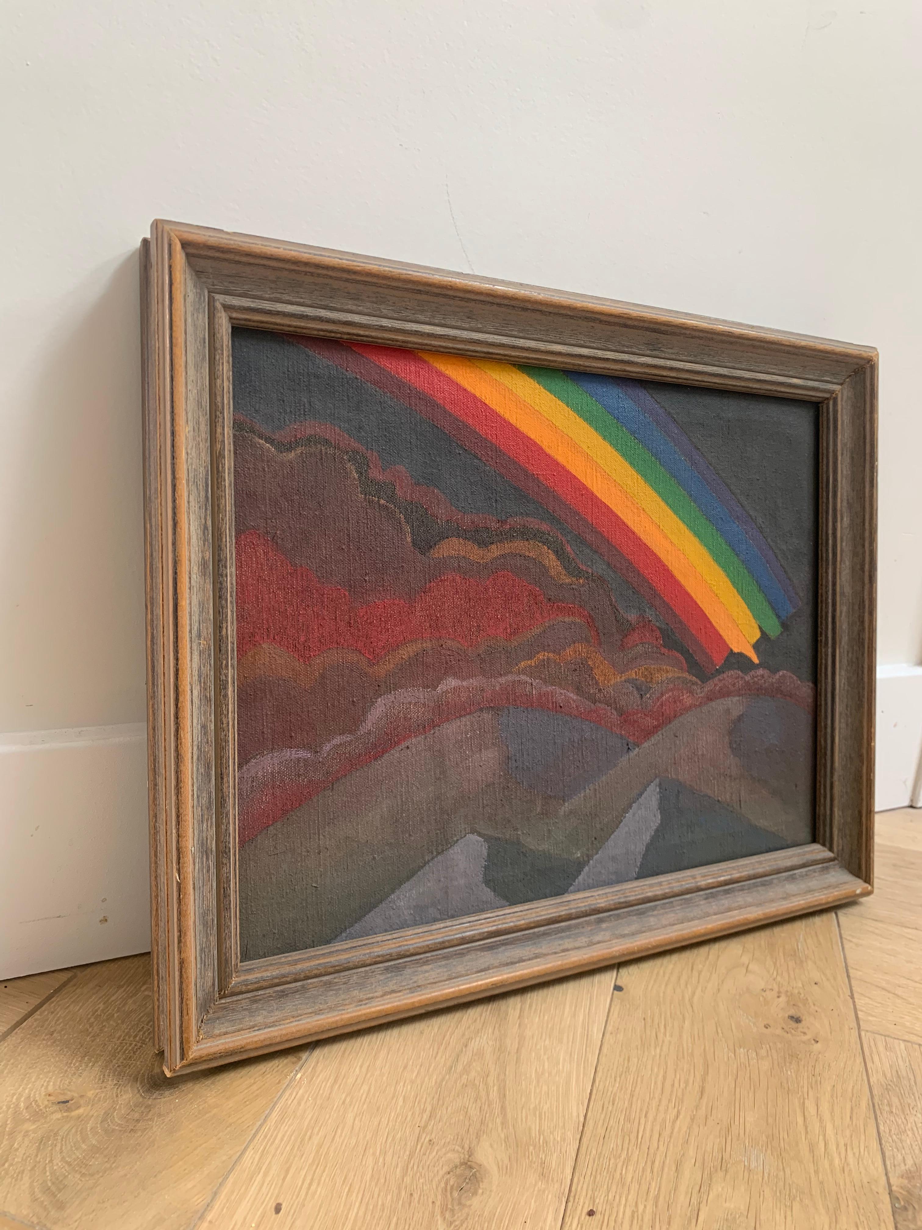 Ed Beardsley Painting “Midnight Rainbow”, 1980, Signed and Framed In Good Condition In View Park, CA