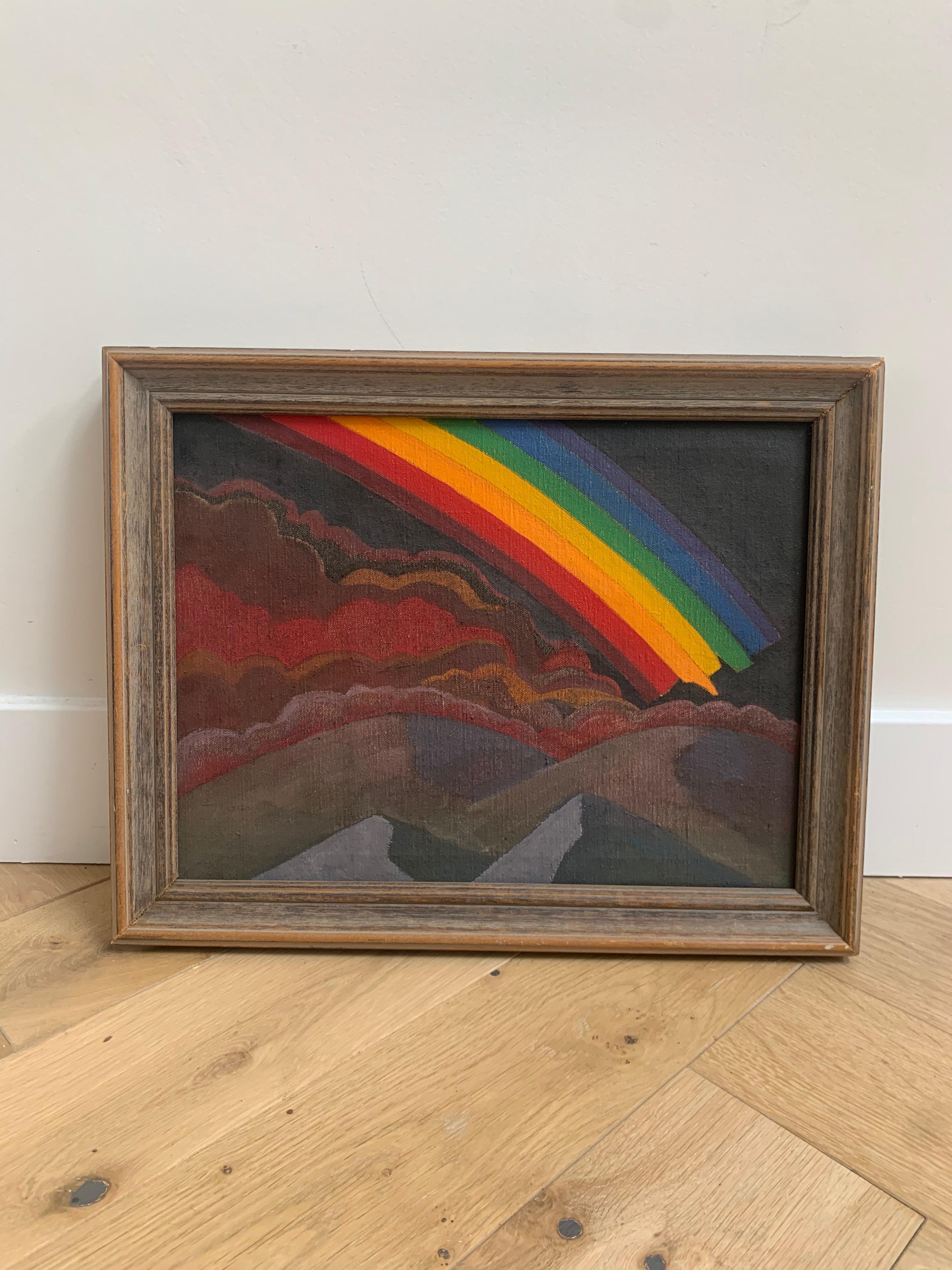 Canvas Ed Beardsley Painting “Midnight Rainbow”, 1980, Signed and Framed