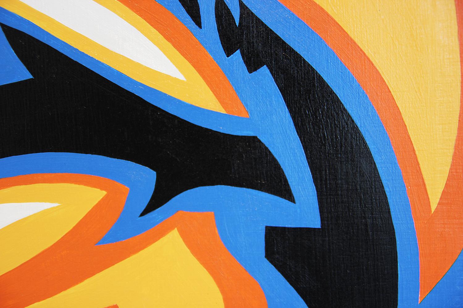 Chadwick Boseman “Black Panther” Teal, Blue, Orange, and Yellow Modern Portrait 1