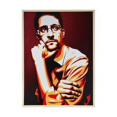 Peinture de portrait abstrait rouge, orange et noir d'Edward Snowden Whistleblower