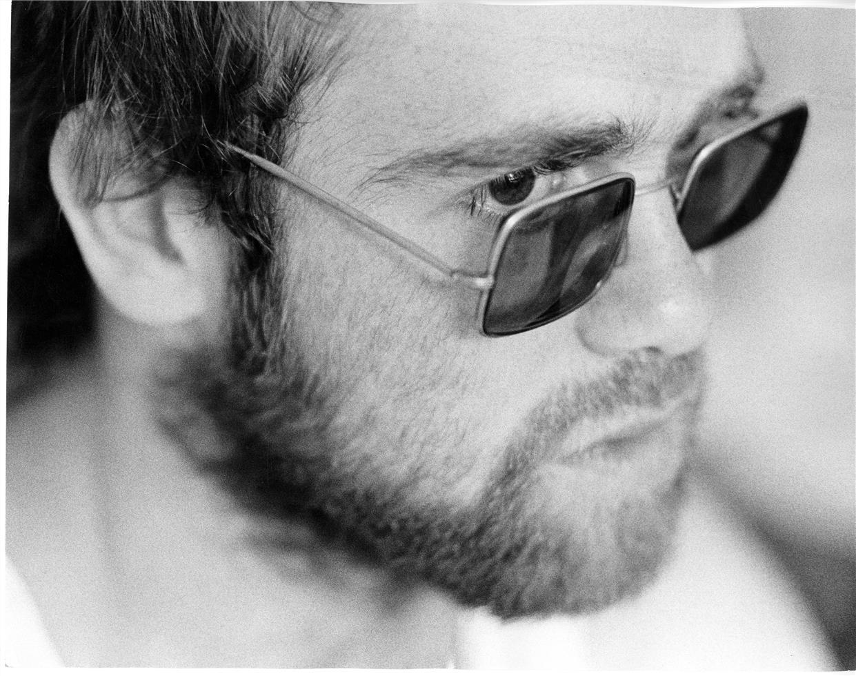 Ed Caraeff Black and White Photograph - Elton John at the Continental Hyatt House, August, 1970