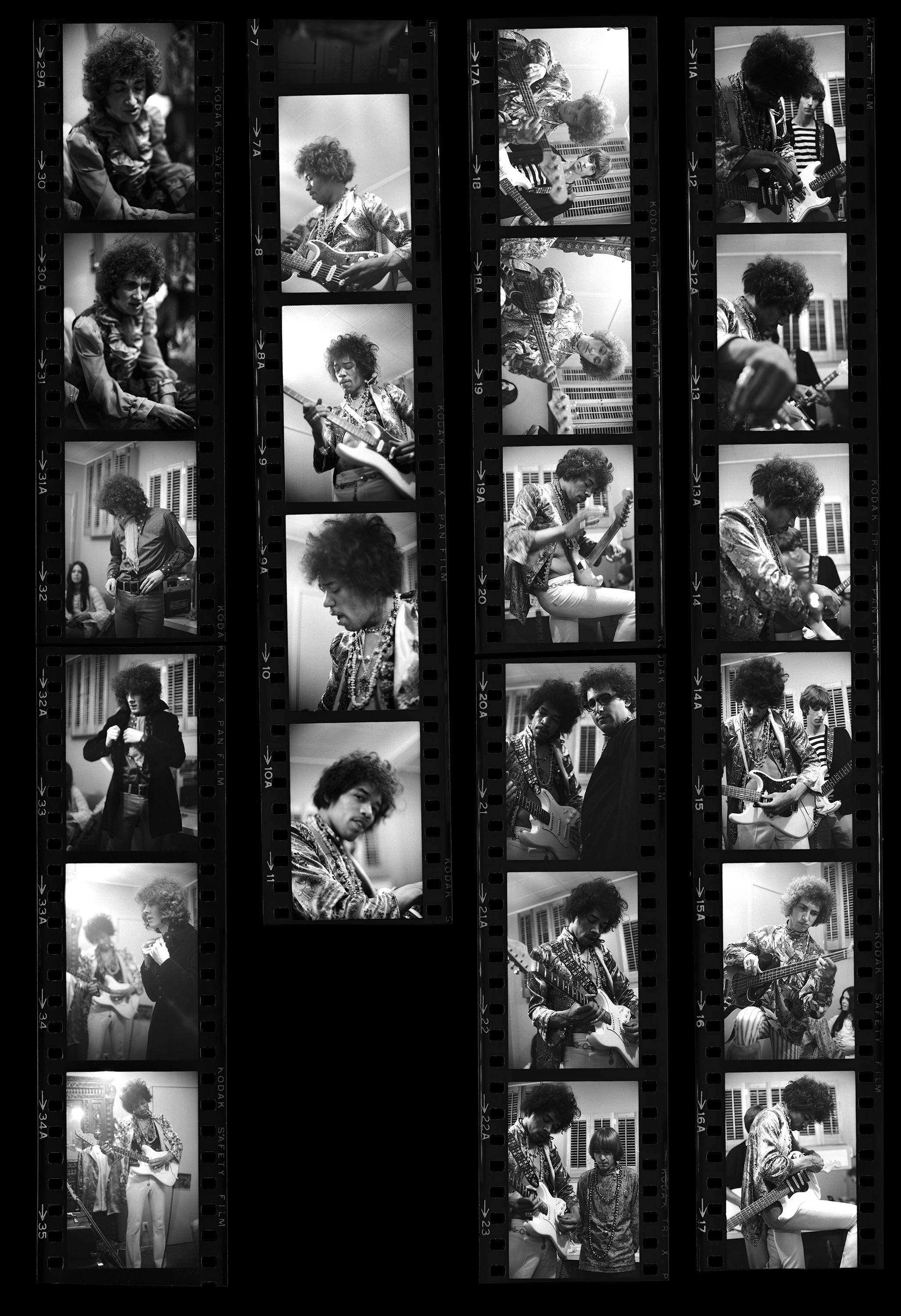 Ed Caraeff Black and White Photograph - Jimi Hendrix Contact Sheet Print