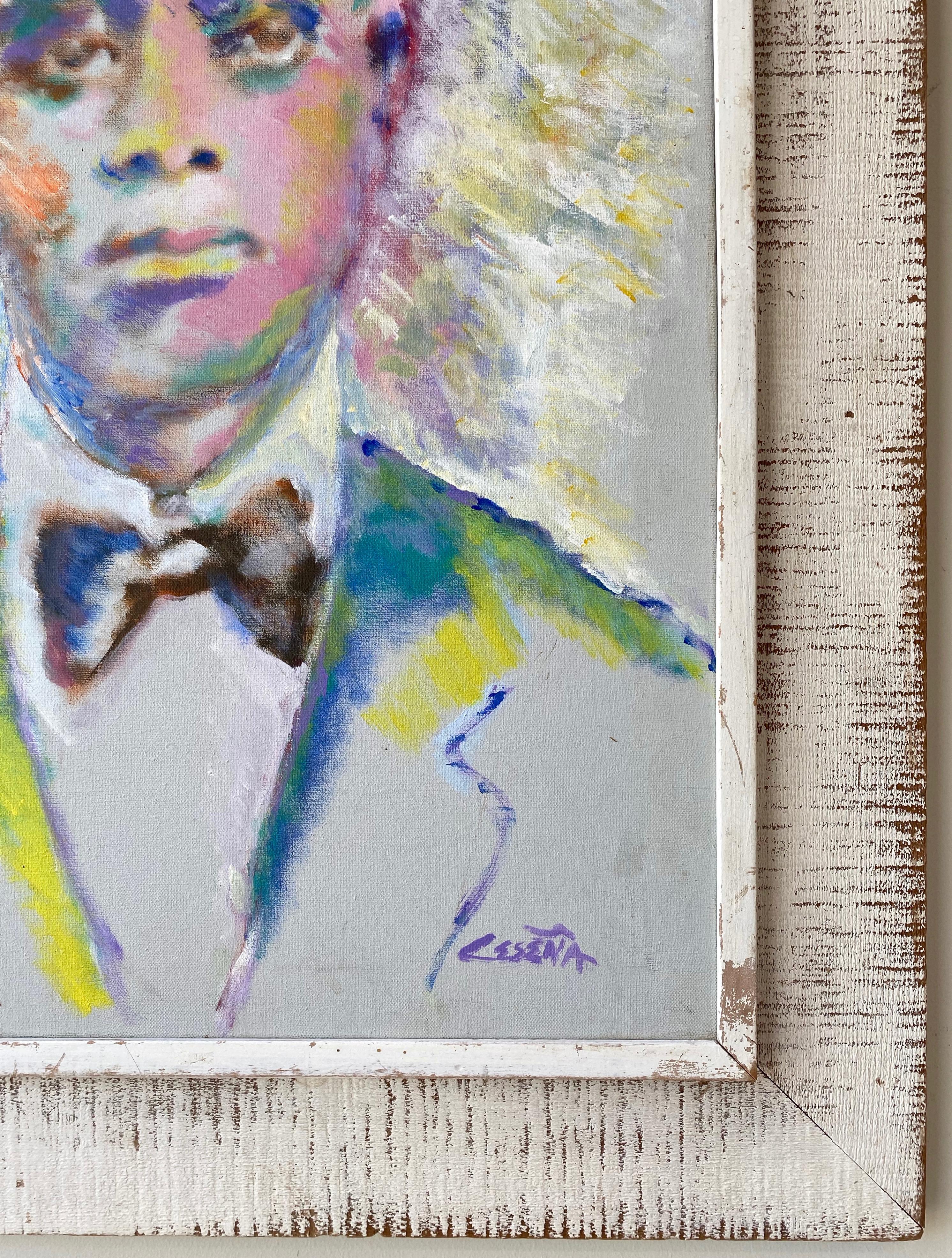 Ed Ceseña “King Oliver”, Large Fauvist Portrait Oil Painting, 1980s For Sale 3