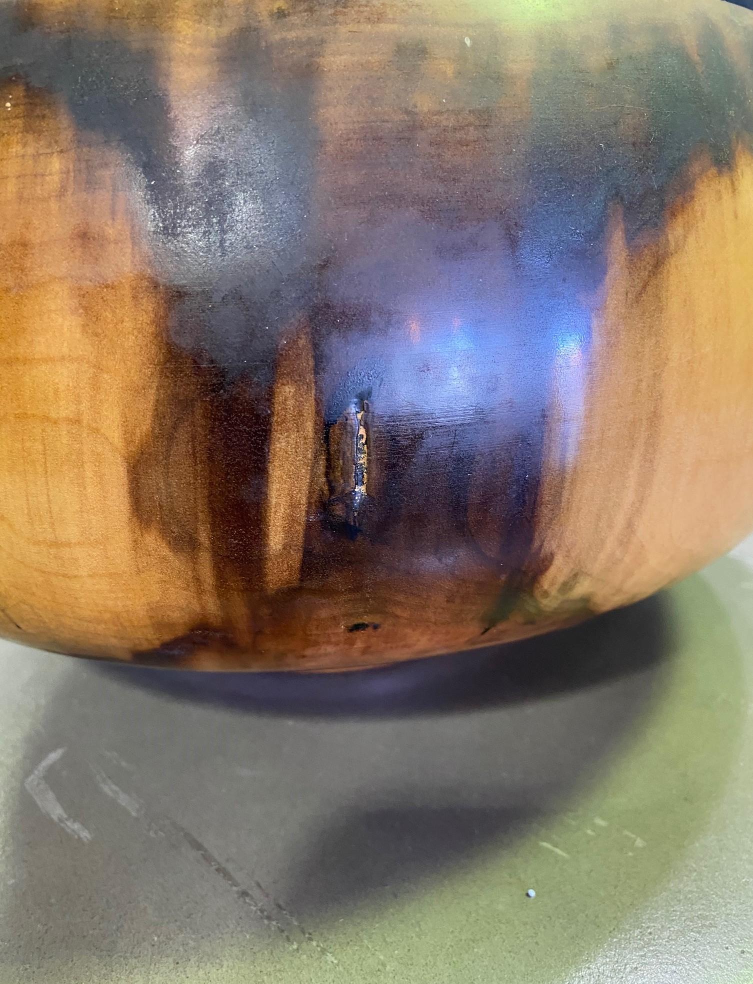 Ed Edward Moulthrop Signed Large Turned Figured Tulipwood Centerpiece Art Bowl For Sale 3