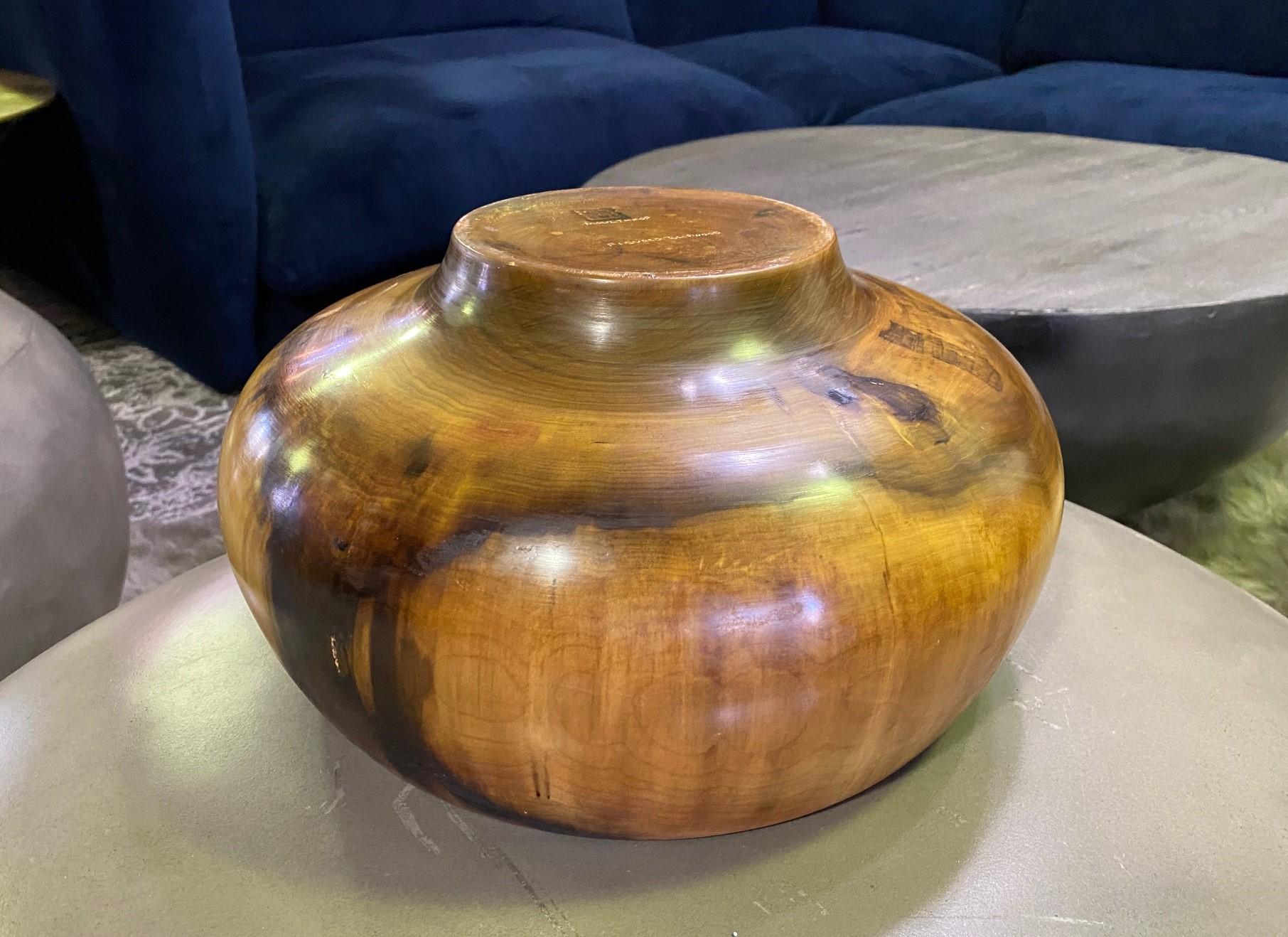 Ed Edward Moulthrop Signed Large Turned Figured Tulipwood Centerpiece Art Bowl For Sale 4