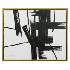 Ed Eller Pittura astratta americana di metà secolo in bianco e nero
