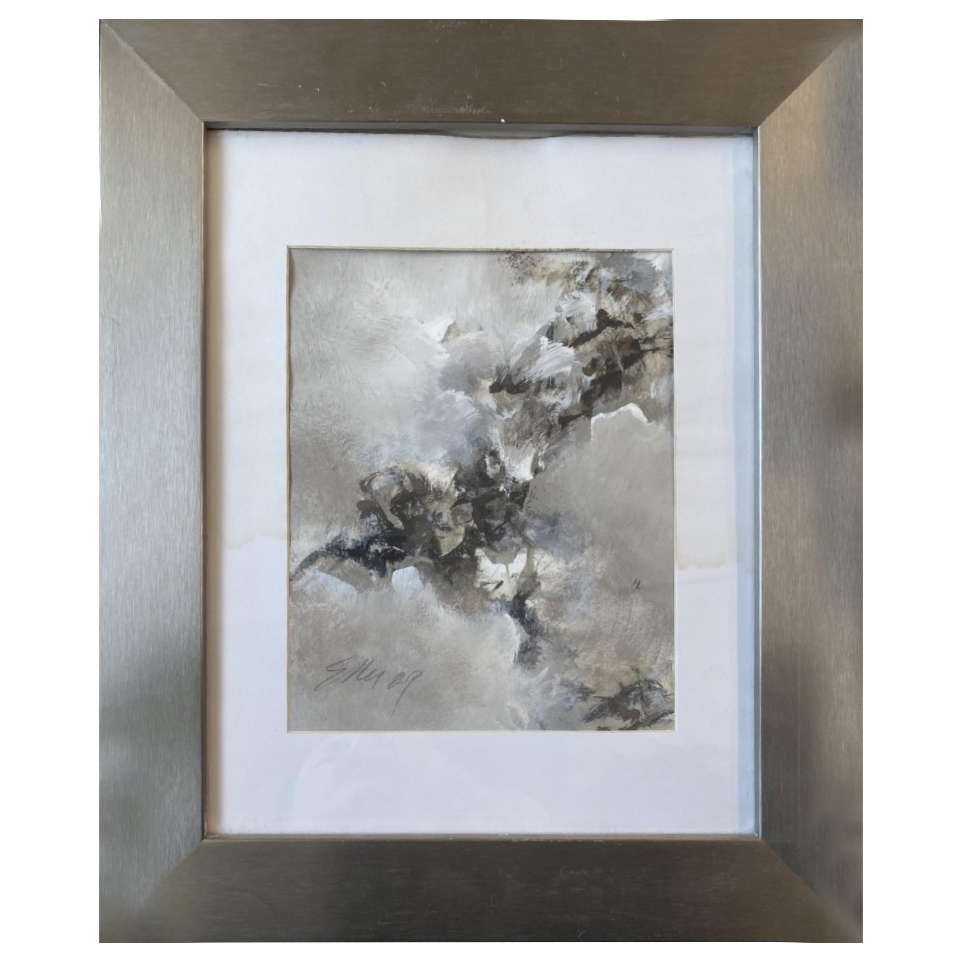 Ed Eller Framed Contemporary American Gray and White Painting