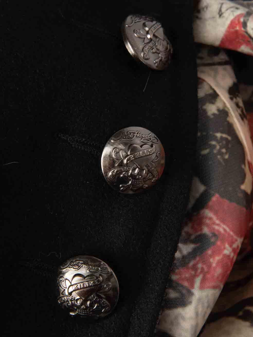 Ed Hardy Women's Black Chain Shoulder Detail Military Coat 1