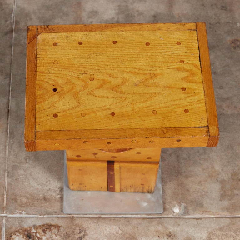 Ed Hart Mixed Woods Pedestal Side Table For Sale at 1stDibs