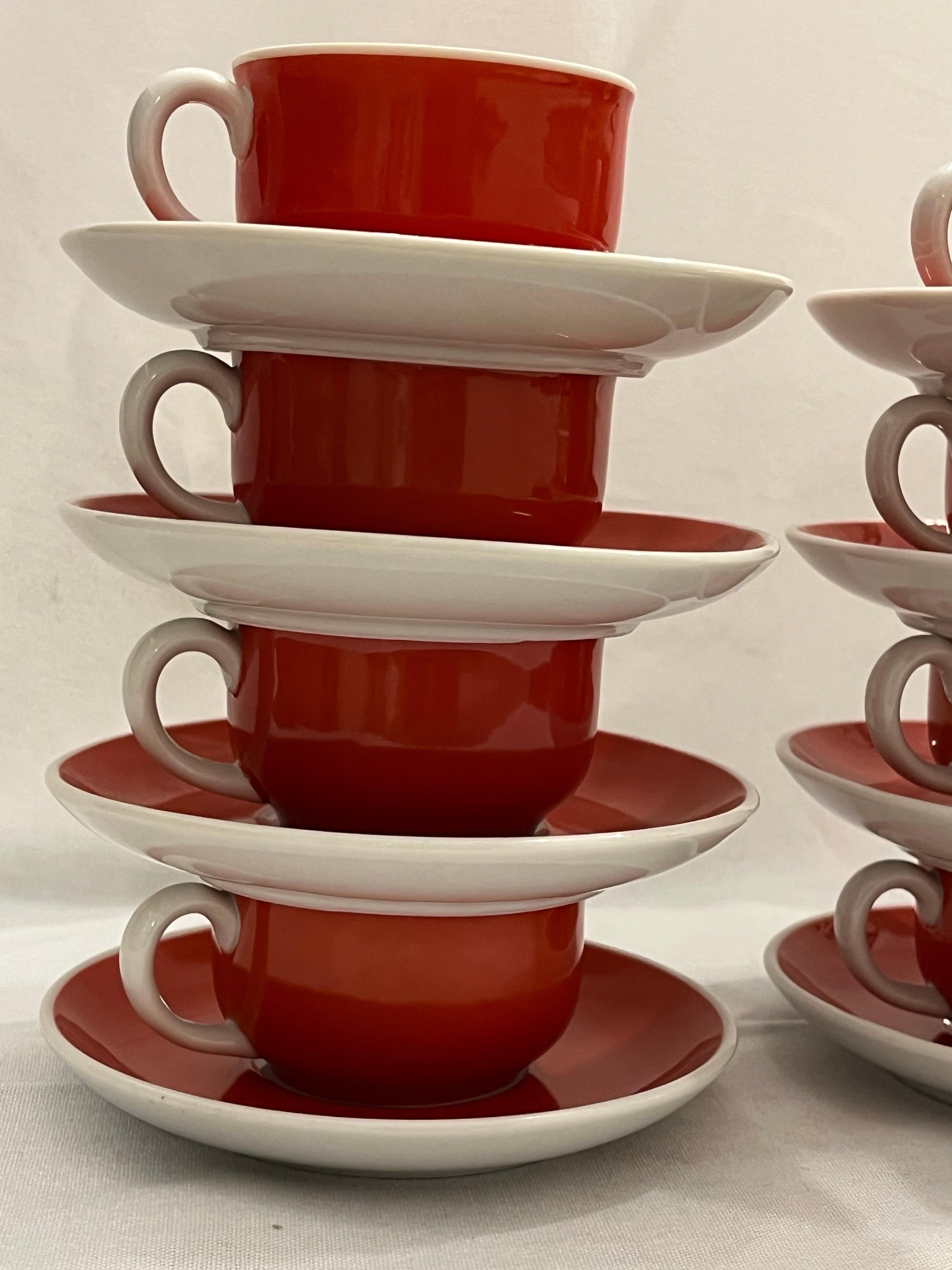 Ed Langbein and Richard Ginori Italian Espresso Cups and Saucers Set of Eight In Good Condition In Atlanta, GA