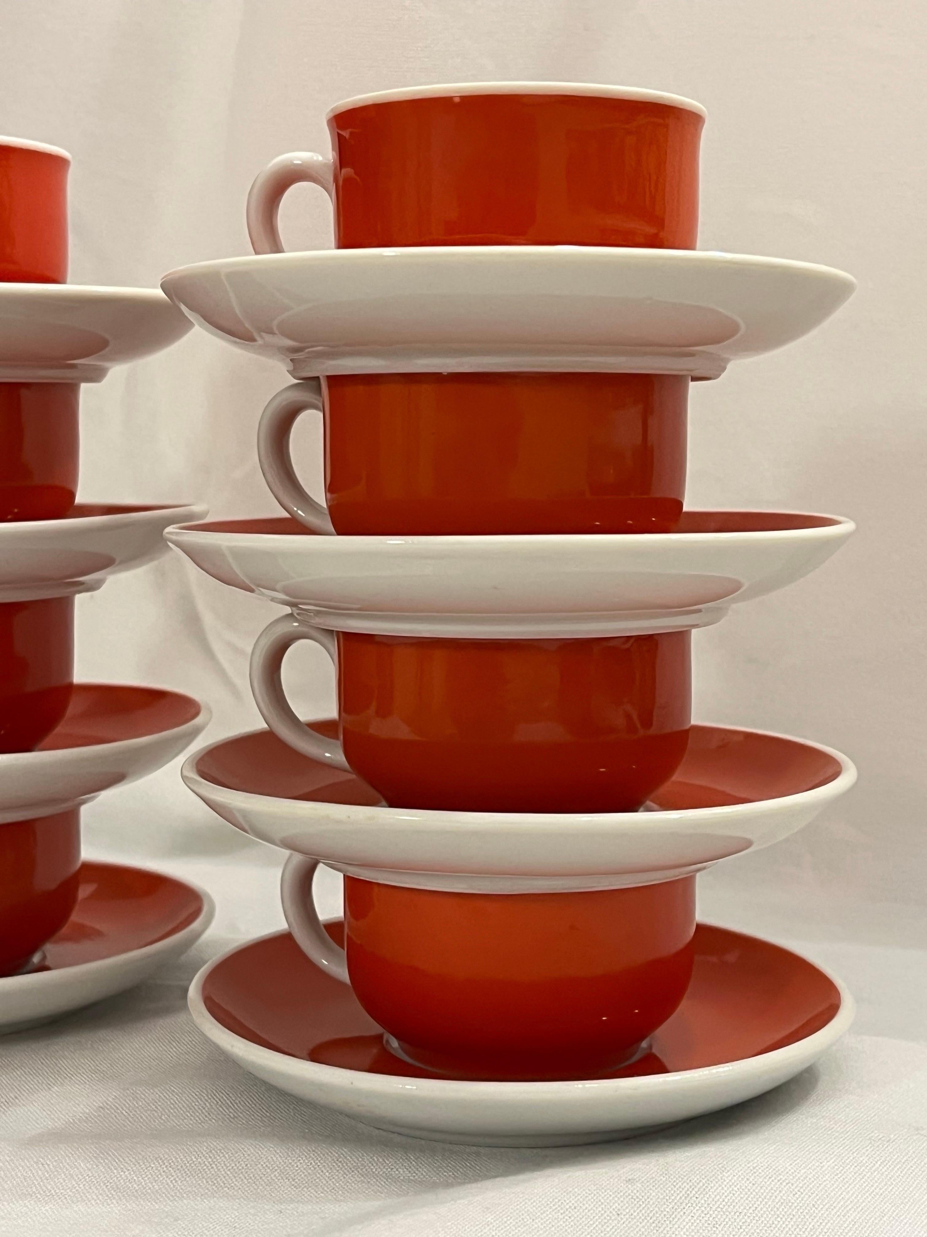 Mid-Century Modern Ed Langbein and Richard Ginori Italian Espresso Cups and Saucers Set of Eight