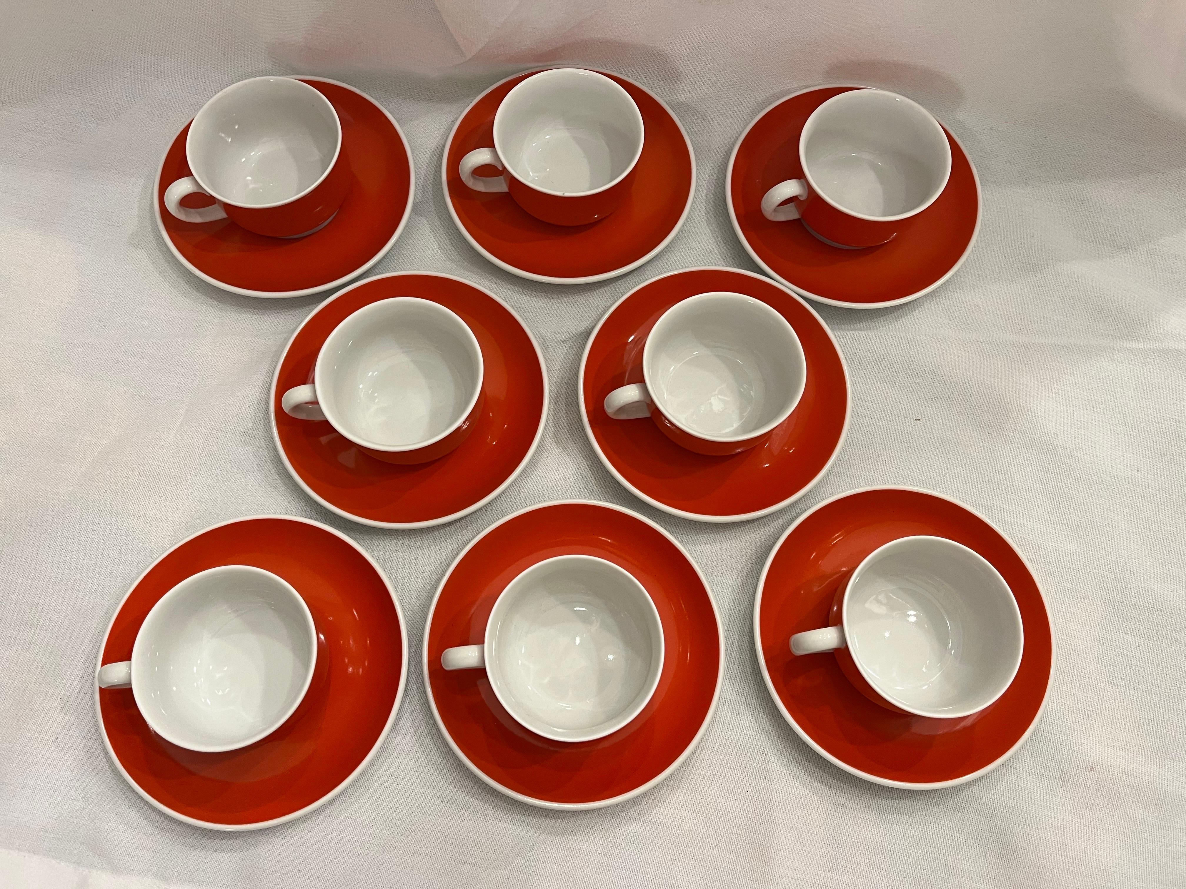 20th Century Ed Langbein and Richard Ginori Italian Espresso Cups and Saucers Set of Eight