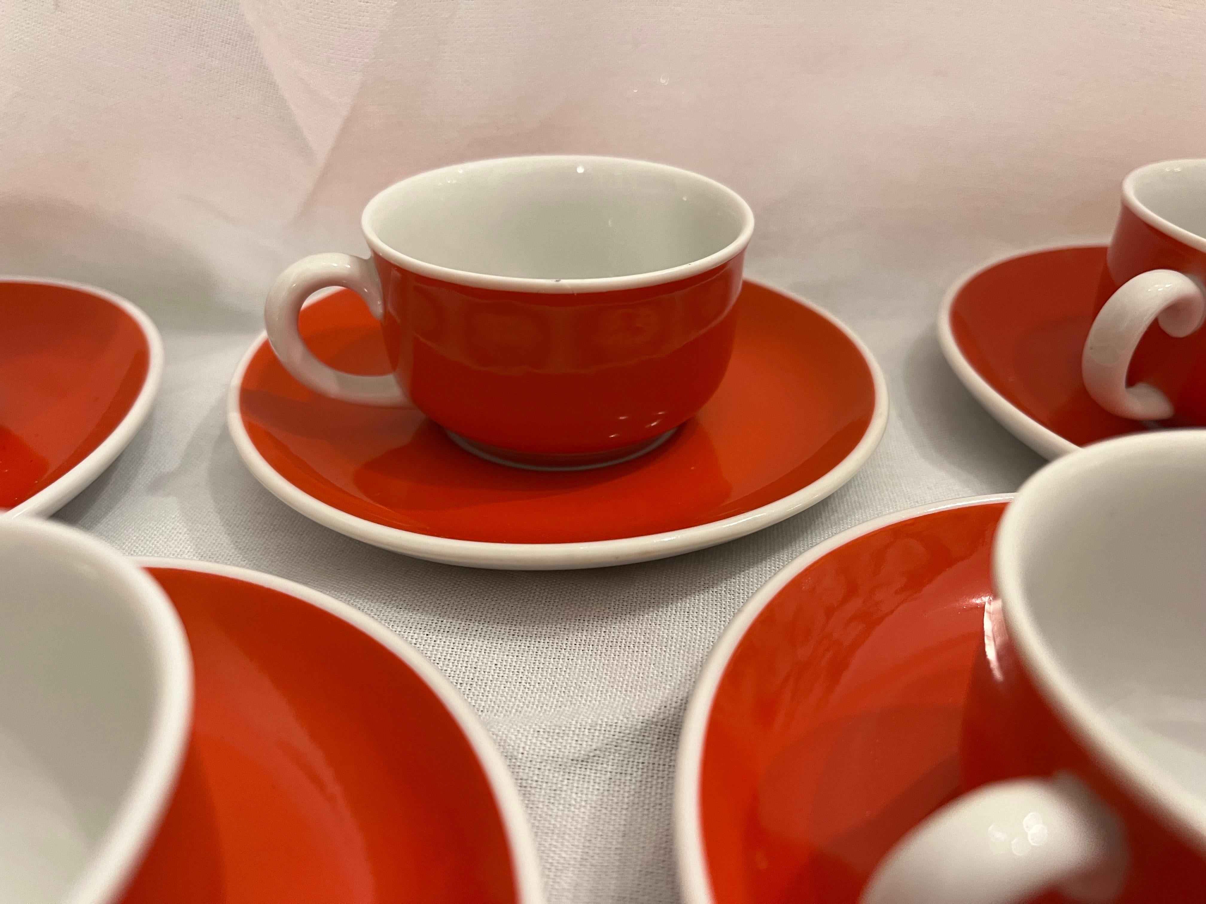 Ceramic Ed Langbein and Richard Ginori Italian Espresso Cups and Saucers Set of Eight