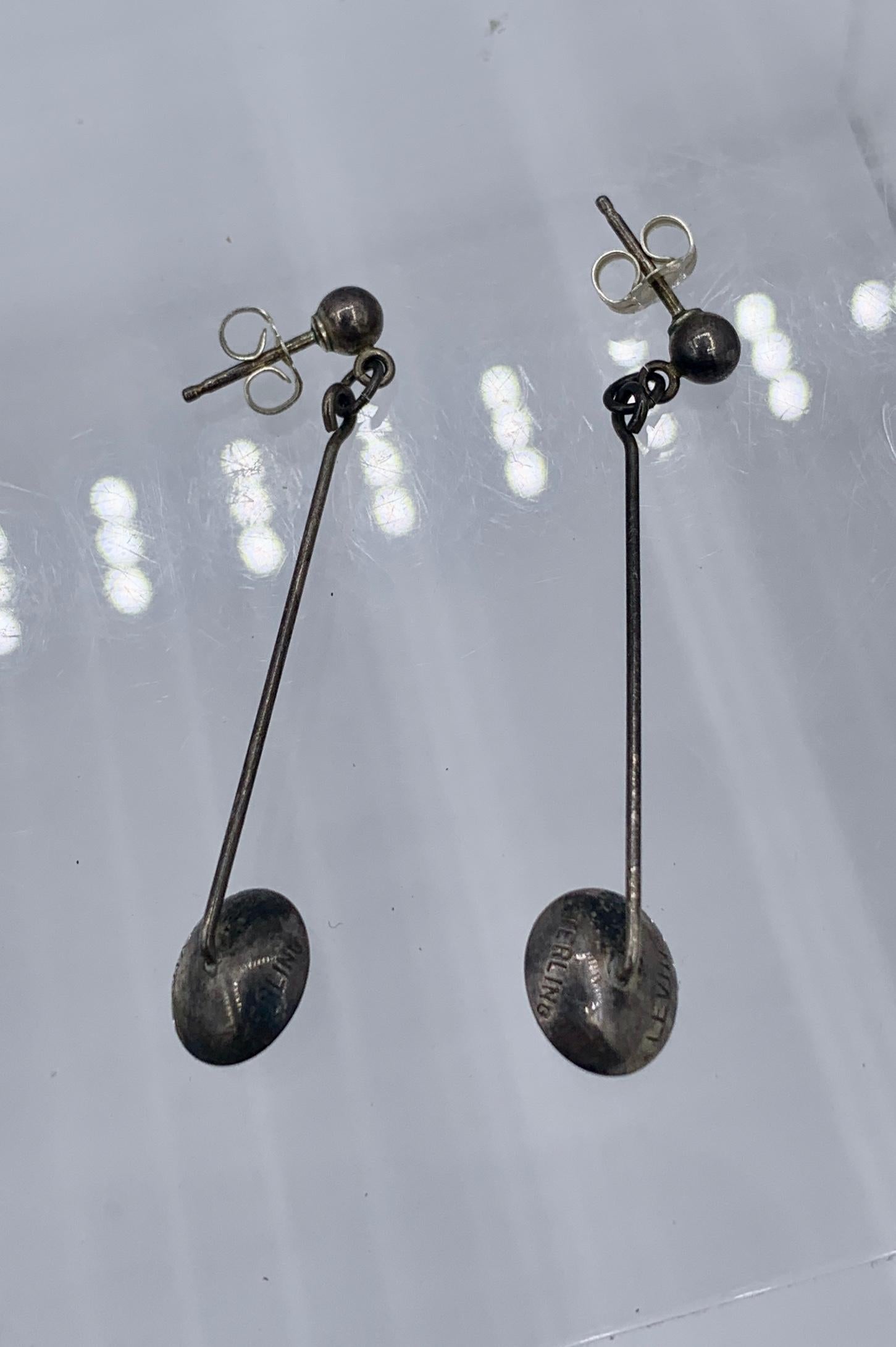 Orecchini di perle Ed Levin Modernist Midcentury Dangle Drop A. Silver In condizioni ottime in vendita a New York, NY