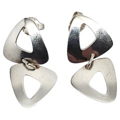 Orecchini pendenti geometrici in argento sterling di Ed Levin #24684