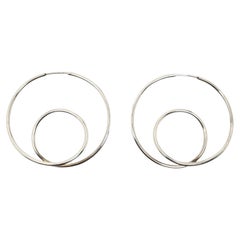 Orecchini a cerchio con doppia spirale in argento sterling in stile modernista di Ed Levin #24685