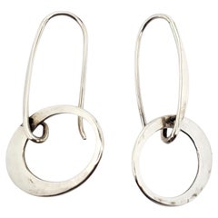 Ed Levin Sterling Silver Oval Open Circle Drop Earrings #24709