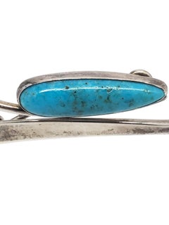 Pulsera brazalete de turquesa de plata de ley Ed Levin #20764