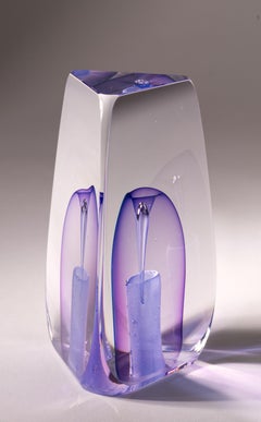 Scultura Sommerso Op Art di Ed Nesteruk, vetro da studio americano