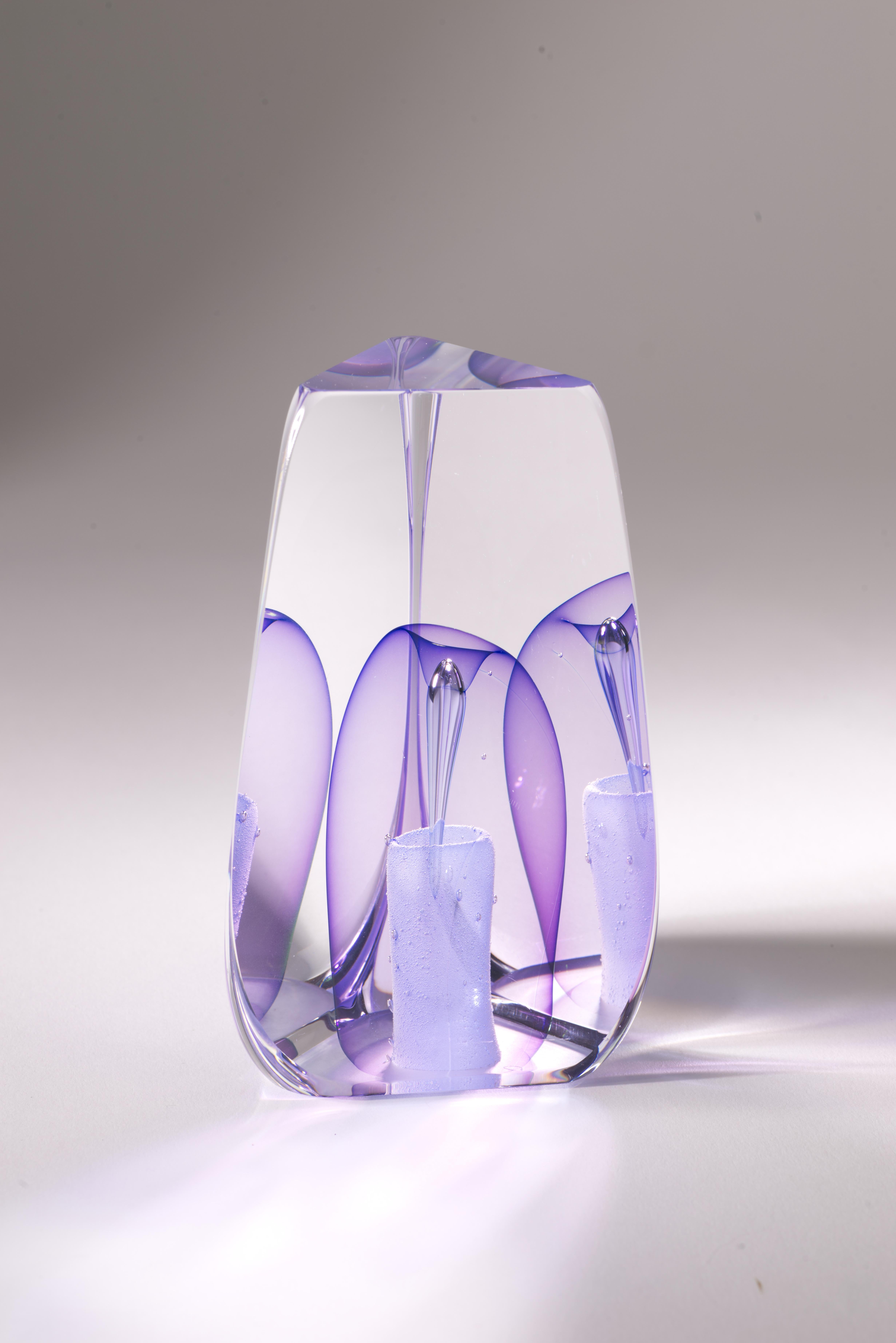 Moderne Sculpture Op Art Sommerso d'Ed Nesteruk, American Studio Glass