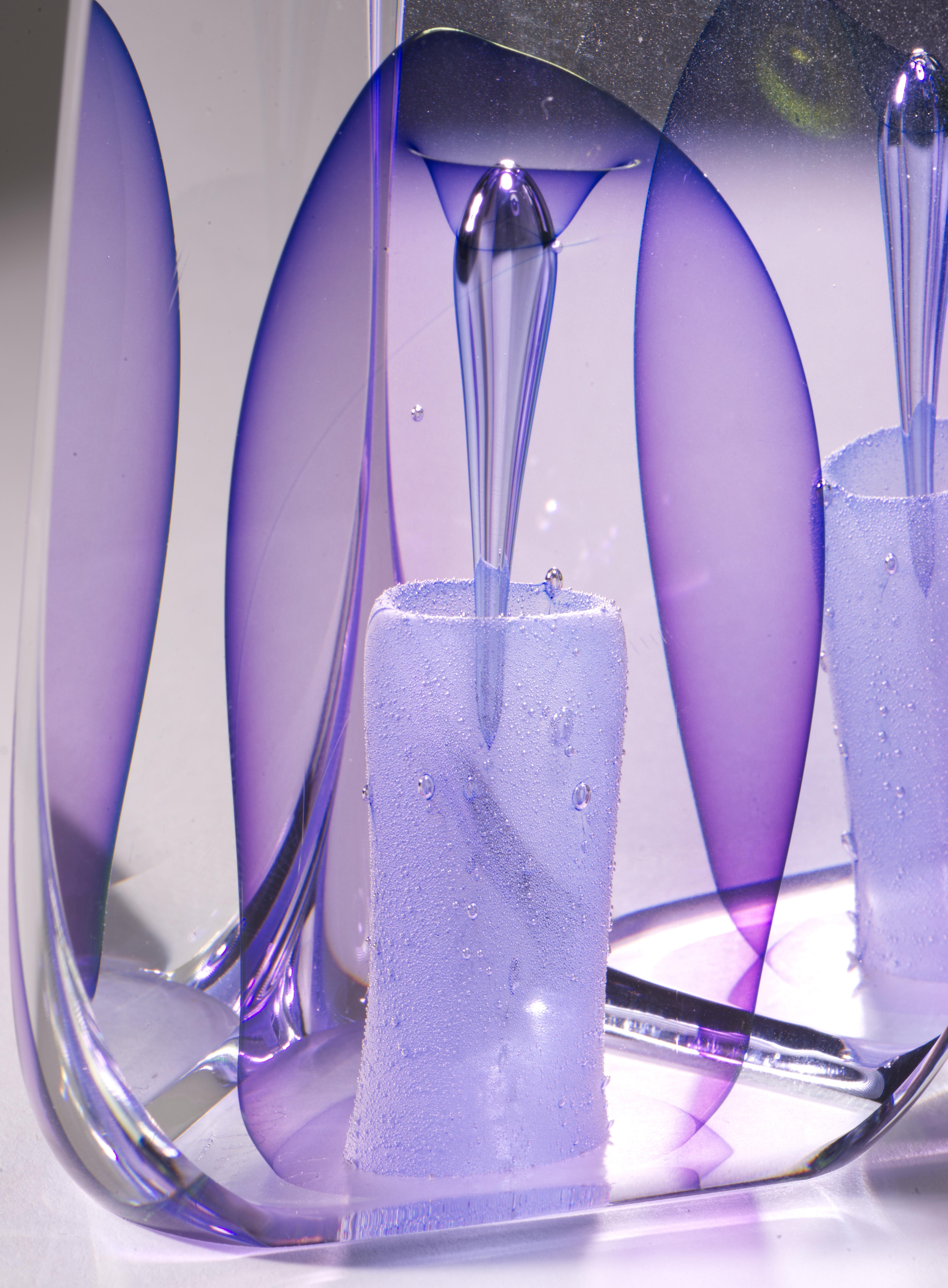 Sculpture Op Art Sommerso d'Ed Nesteruk, American Studio Glass 1