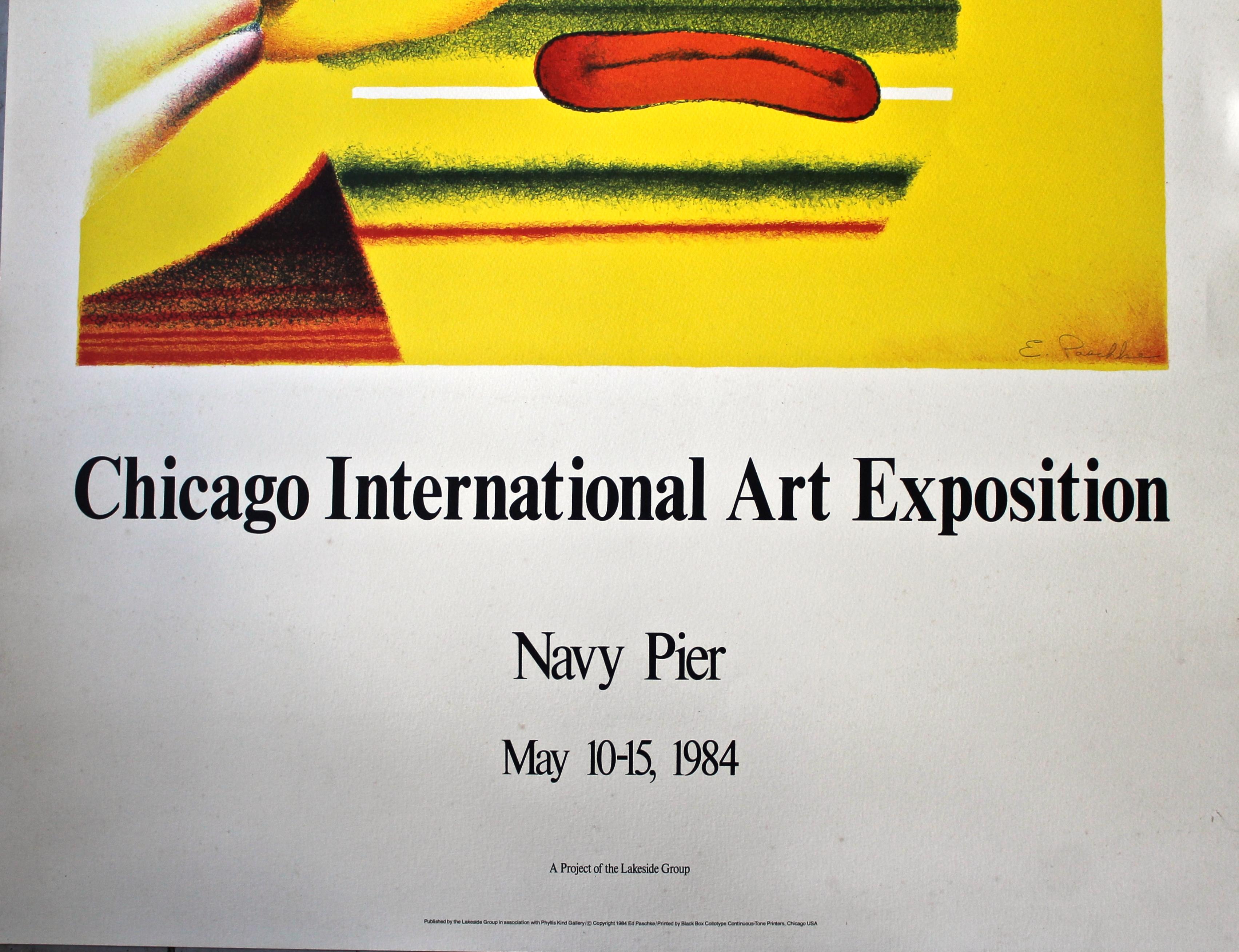 Brutalist Ed Paschke 'Chicago International Art Exposition' 1984 Original Poster