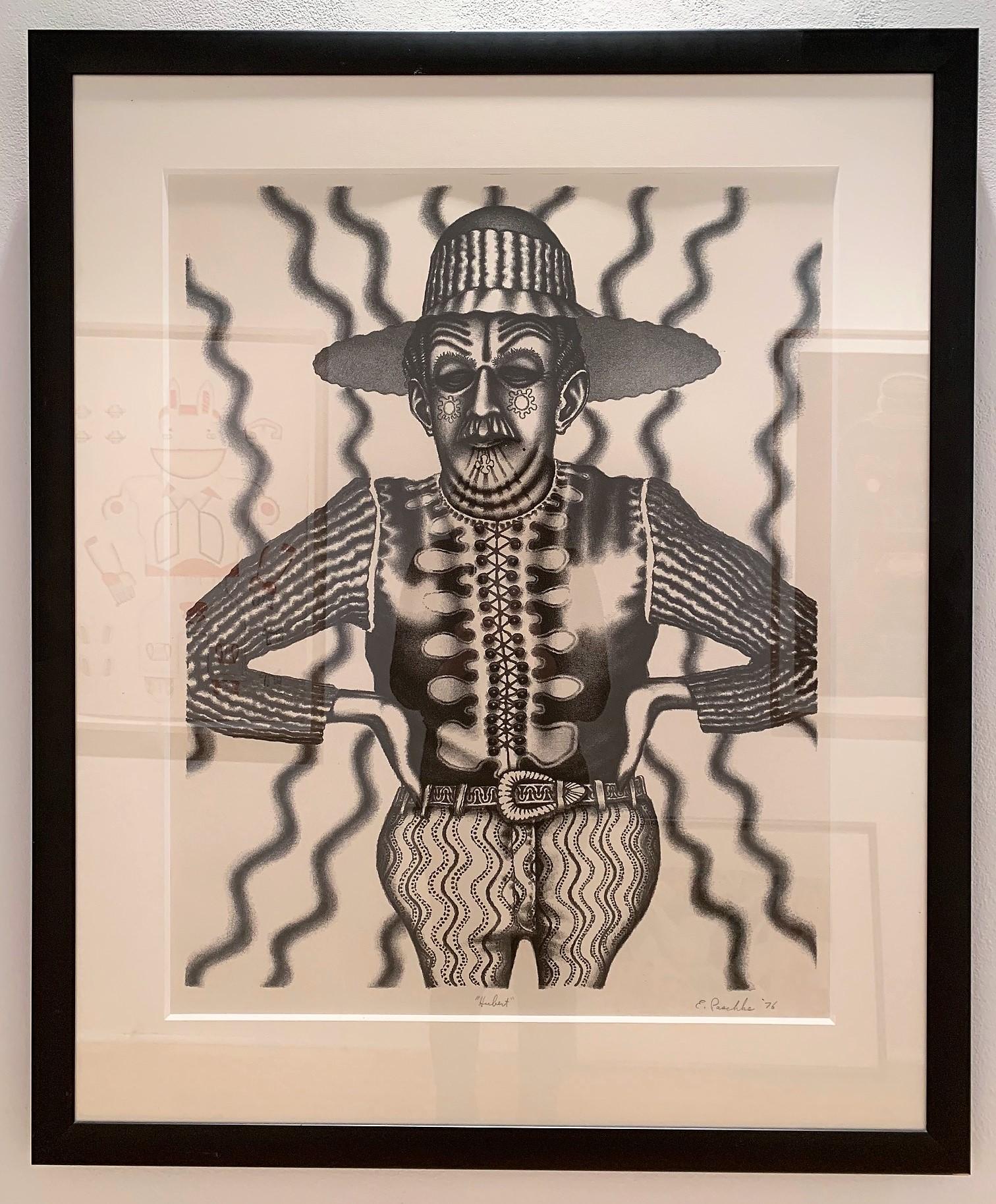 Hubert, Ed Paschke, lithograph on paper, black ink 1