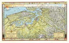 Carte originale de l'État de Washington oriental « The Evergreen Playground » (le terrain de jeu du Evergreen) 